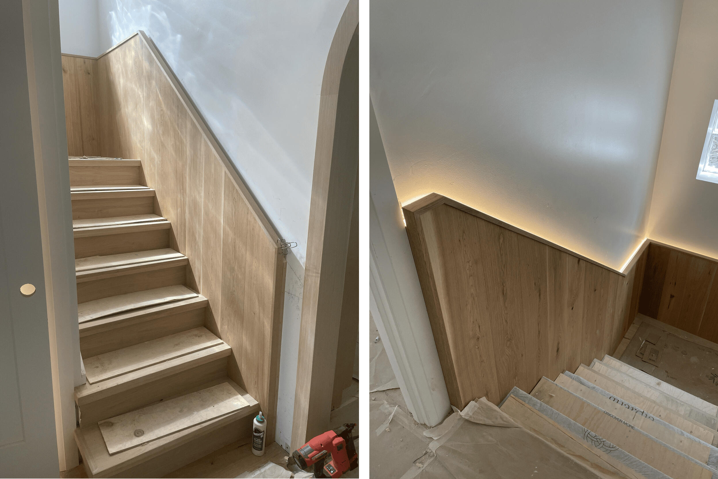 A custom staircase with a modern light feature made this stairwell both functional and sleek.
